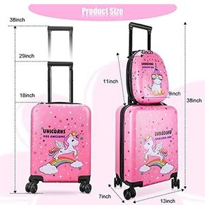 Unicorn girls pink luggage